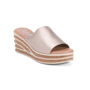VALERIAS Onix Cream Made In Spain Suede Textured Wedge Sandals